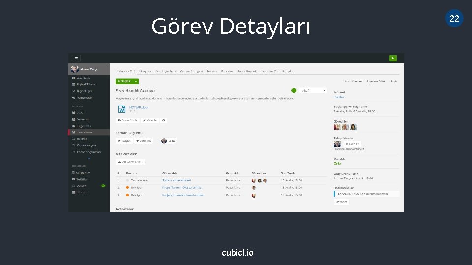 Görev Detayları cubicl. io 22 