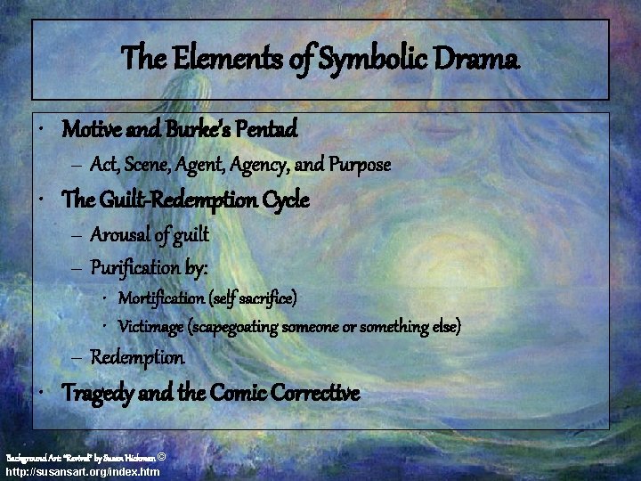 The Elements of Symbolic Drama • Motive and Burke’s Pentad – Act, Scene, Agent,