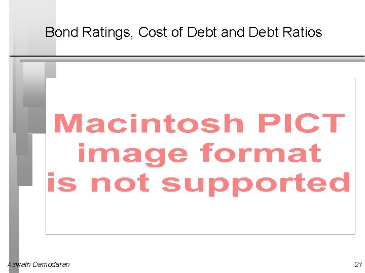 Bond Ratings, Cost of Debt and Debt Ratios Aswath Damodaran 21 