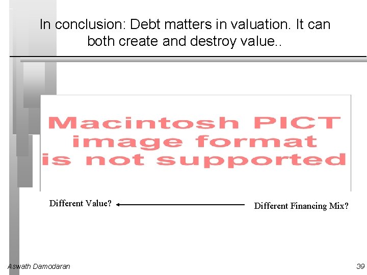 In conclusion: Debt matters in valuation. It can both create and destroy value. .