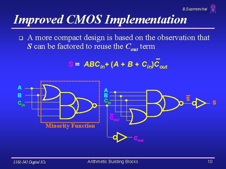 B. Supmonchai Improved CMOS Implementation q A more compact design is based on the