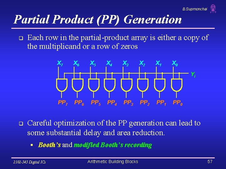 B. Supmonchai Partial Product (PP) Generation q Each row in the partial-product array is