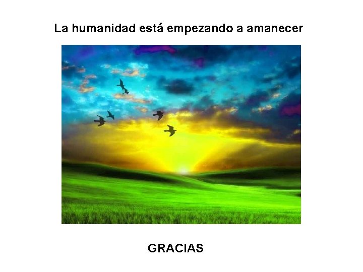 La humanidad está empezando a amanecer GRACIAS 