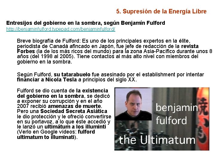 5. Supresión de la Energía Libre Entresijos del gobierno en la sombra, según Benjamín