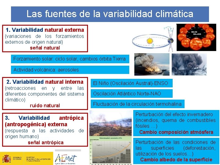 Las fuentes de la variabilidad climática 1. Variabilidad natural externa (variaciones de los forzamientos