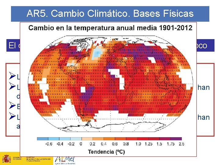 AR 5. Cambio Climático. Bases Físicas El calentamiento del sistema climático es inequívoco ØLa