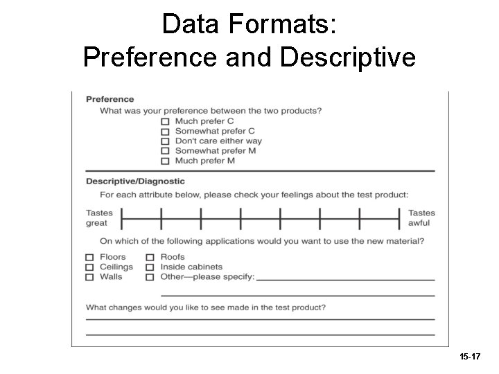 Data Formats: Preference and Descriptive 15 -17 