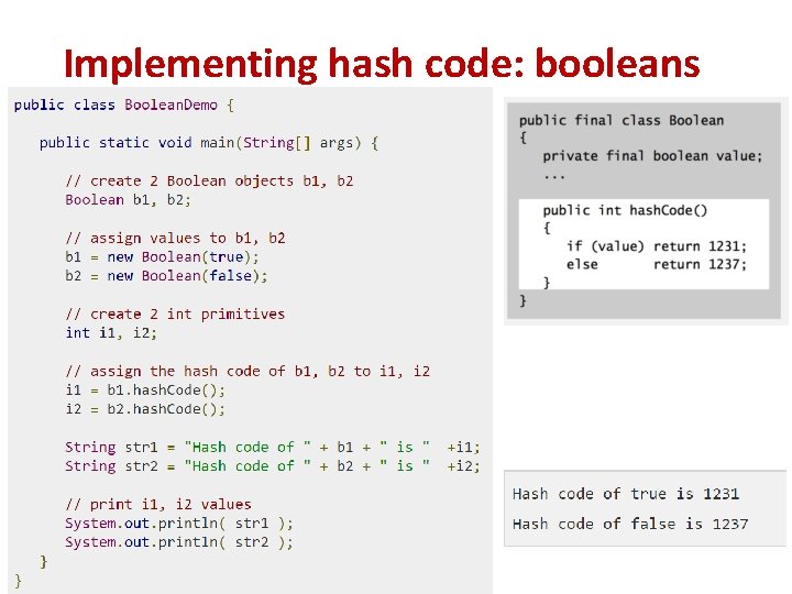 Implementing hash code: booleans Implementing hash code: booleans