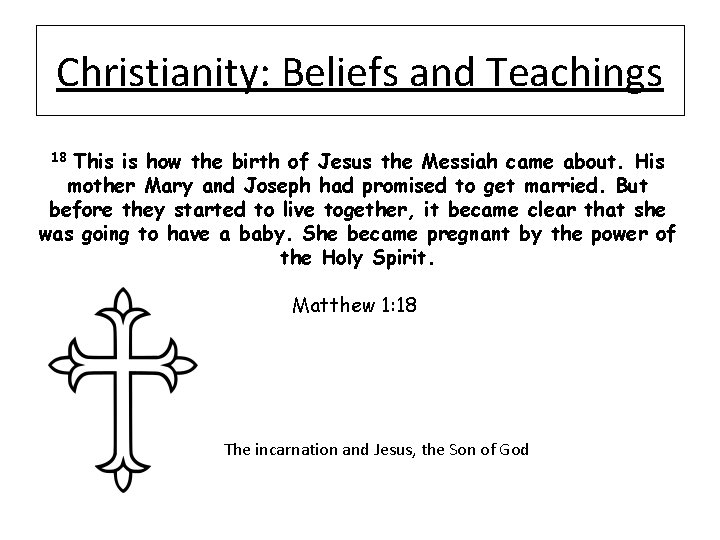 Christianity: Beliefs and Teachings 18 This is how the birth of Jesus the Messiah