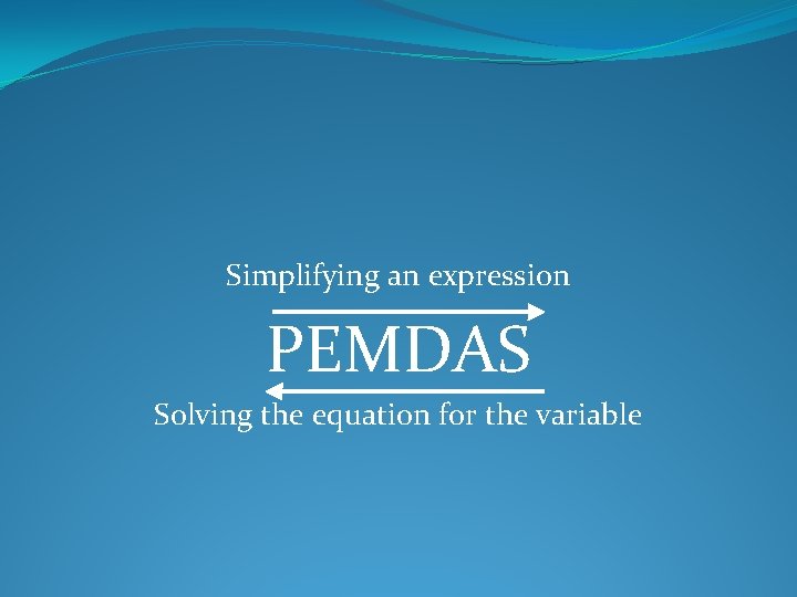 Simplifying an expression PEMDAS Solving the equation for the variable 