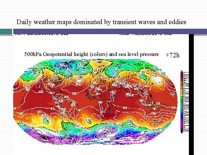 Daily weather maps dominated by transient waves and eddies 500 h. Pa Geopotential height