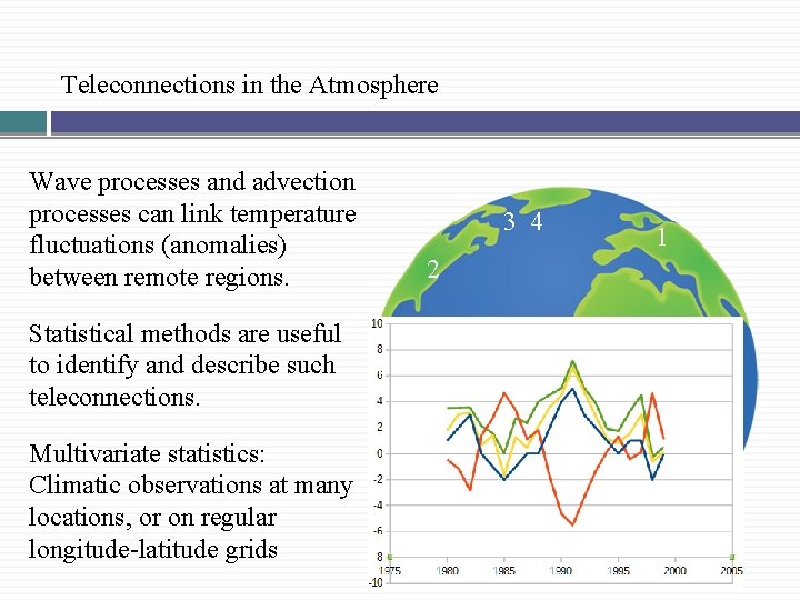 Teleconnections in the Atmosphere Wave processes and advection processes can link temperature fluctuations (anomalies)