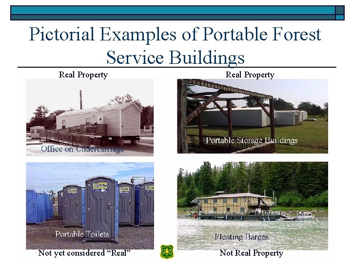 Pictorial Examples of Portable Forest Service Buildings Real Property Barn Vault Toilet Kiosk or