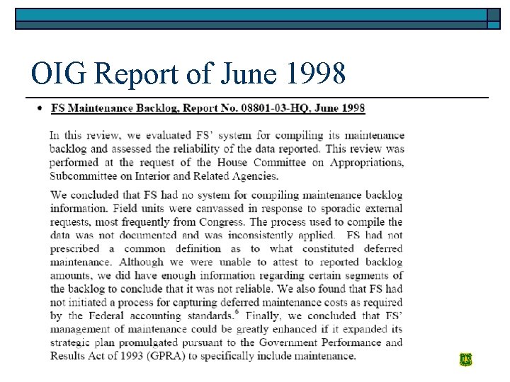 OIG Report of June 1998 