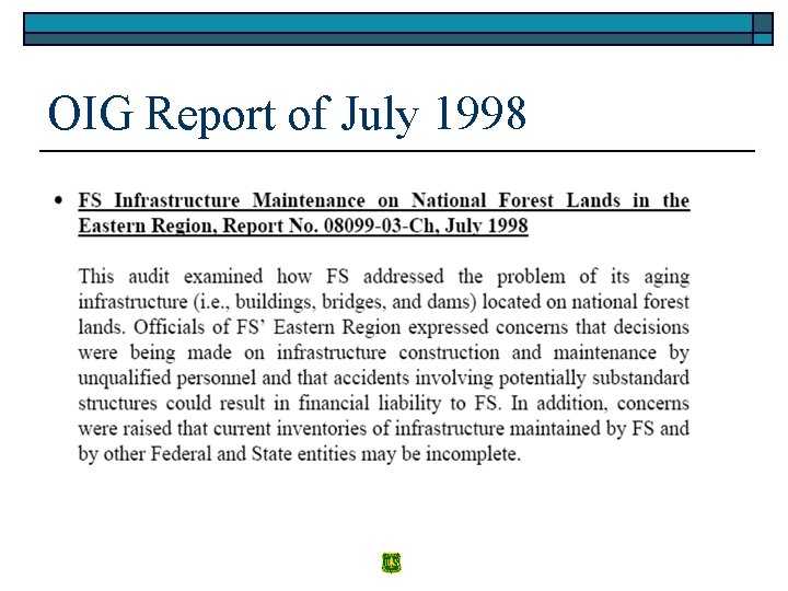 OIG Report of July 1998 