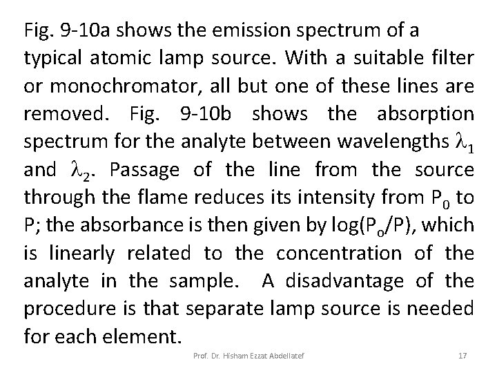 Fig. 9 -10 a shows the emission spectrum of a typical atomic lamp source.