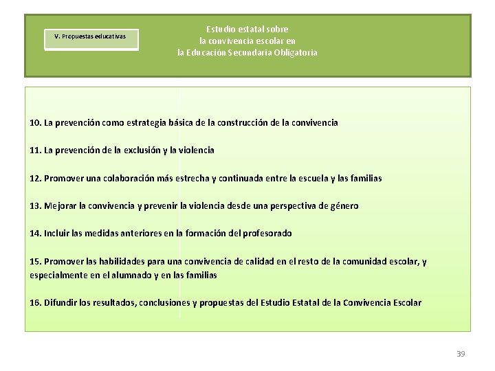  V. Propuestas educativas Estudio estatal sobre la convivencia escolar en la Educación Secundaria