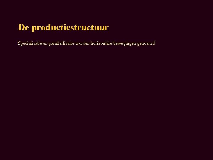 De productiestructuur Specialisatie en parallellisatie worden horizontale bewegingen genoemd 