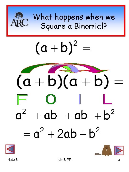 What happens when we Square a Binomial? 4. 6 b S KM & PP