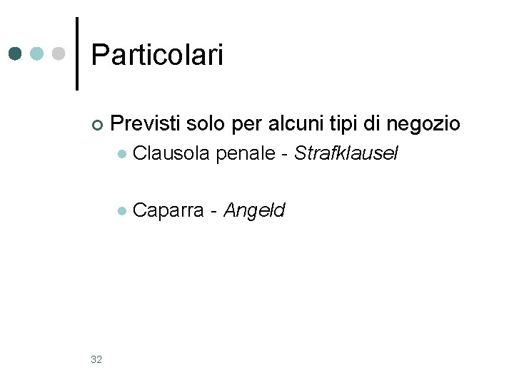 Particolari ¢ 32 Previsti solo per alcuni tipi di negozio l Clausola penale -