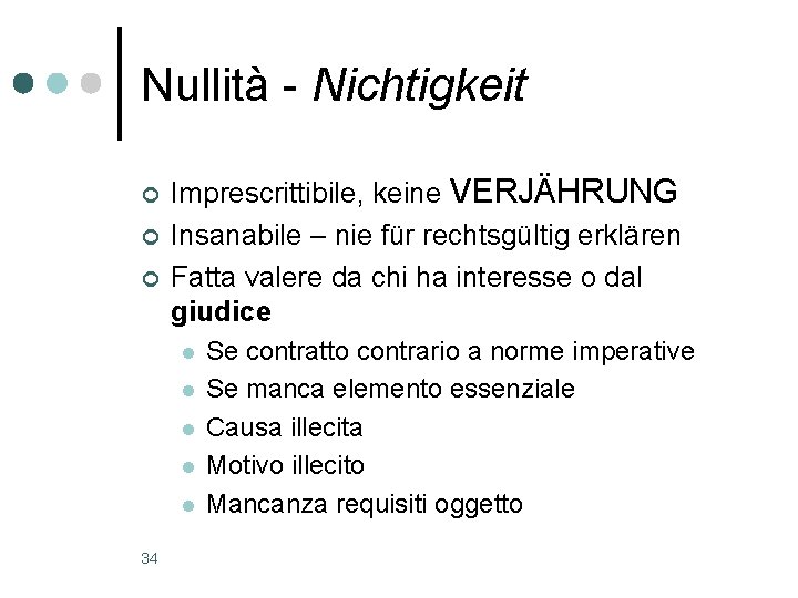 Nullità - Nichtigkeit ¢ ¢ ¢ Imprescrittibile, keine VERJÄHRUNG Insanabile – nie für rechtsgültig