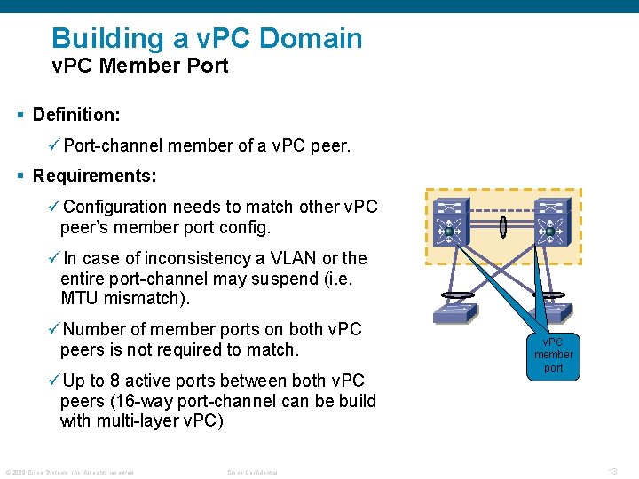 Building a v. PC Domain v. PC Member Port § Definition: üPort-channel member of