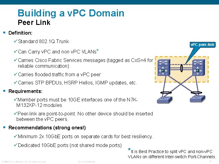 Building a v. PC Domain Peer Link § Definition: ü Standard 802. 1 Q