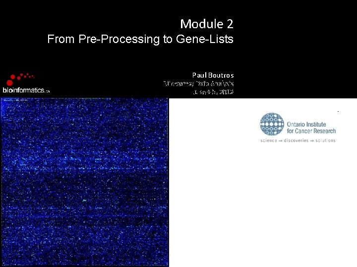 Module 2 From Pre-Processing to Gene-Lists Paul Boutros Microarray Data Analysis June 4 -5,