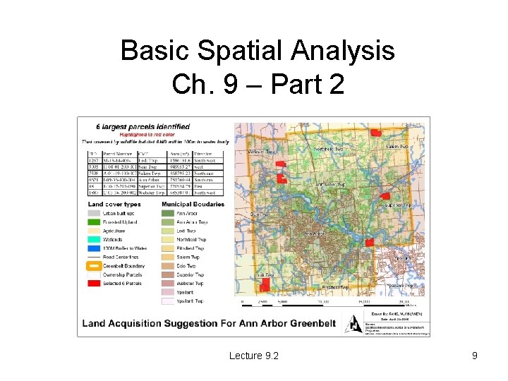 Basic Spatial Analysis Ch. 9 – Part 2 Lecture 9. 2 9 