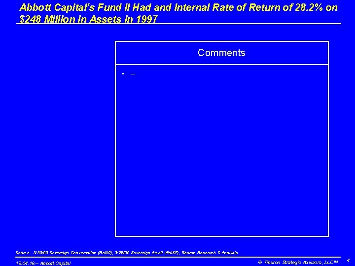 Abbott Capital’s Fund II Had and Internal Rate of Return of 28. 2% on