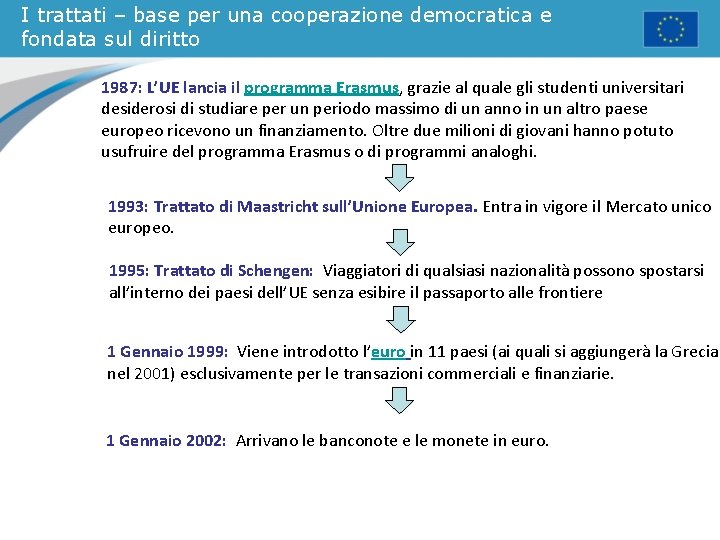 I trattati – base per una cooperazione democratica e fondata sul diritto 1987: L’UE