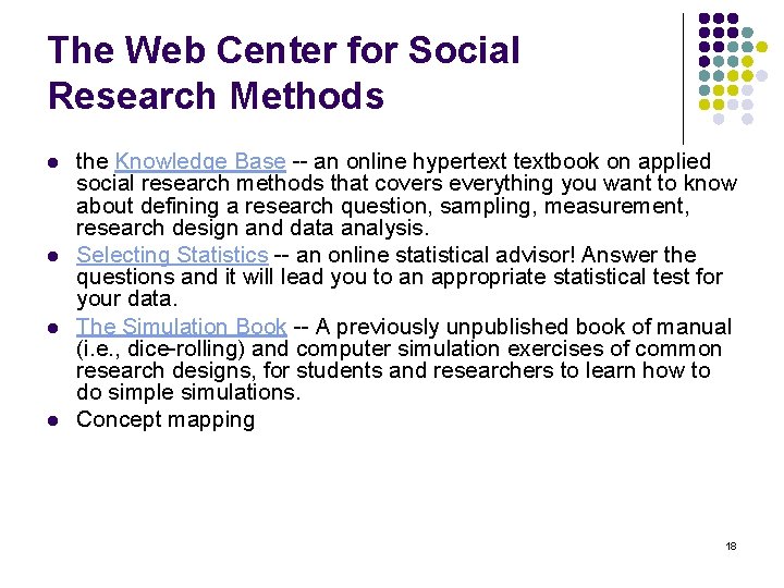 The Web Center for Social Research Methods l l the Knowledge Base -- an