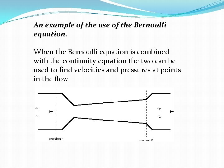 An example of the use of the Bernoulli equation. When the Bernoulli equation is