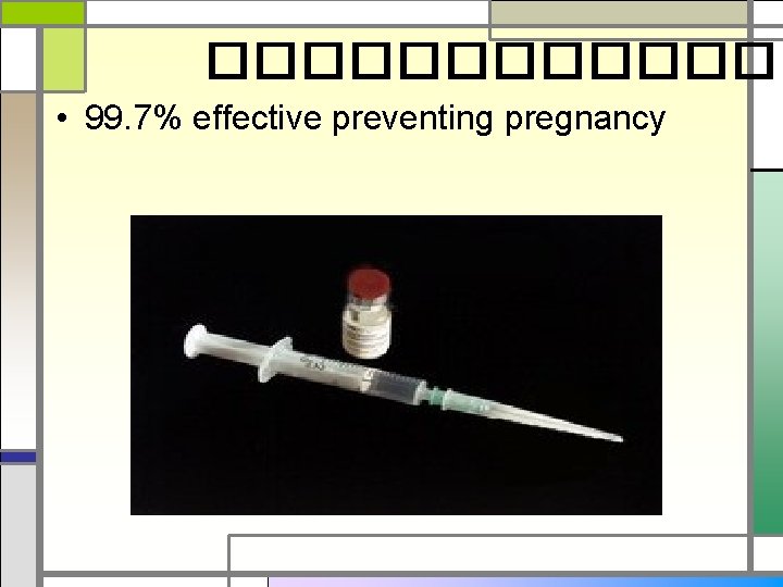 ������� • 99. 7% effective preventing pregnancy 