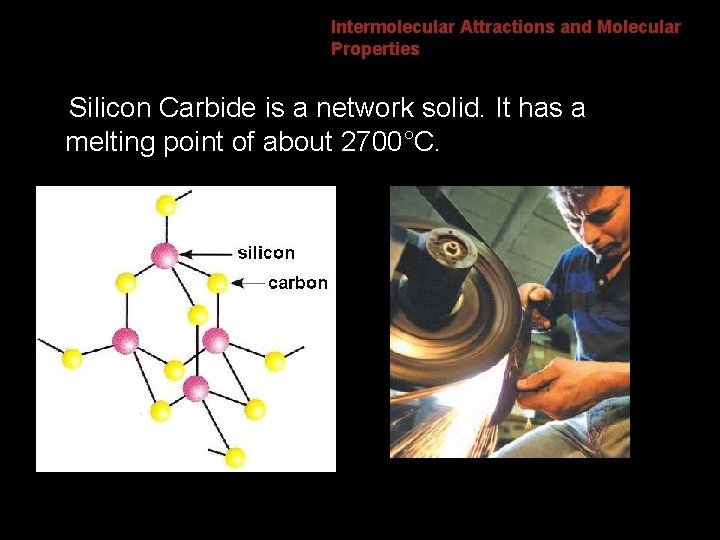 8. 4 Intermolecular Attractions and Molecular Properties Silicon Carbide is a network solid. It