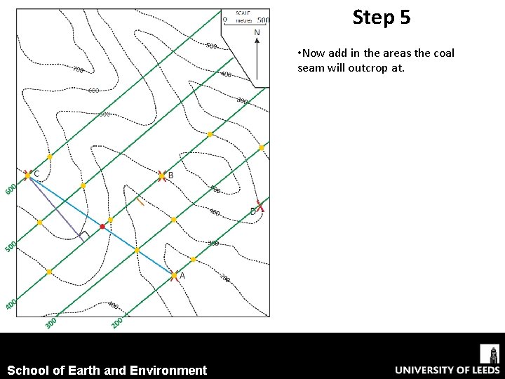 Step 5 • Now add in the areas the coal seam will outcrop at.