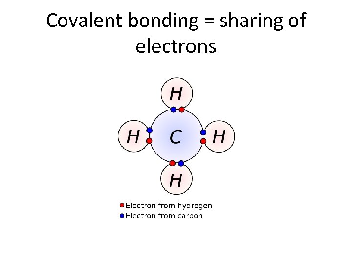 Covalent bonding = sharing of electrons 