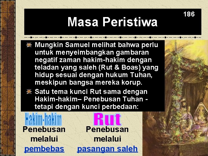 Masa Peristiwa 186 Mungkin Samuel melihat bahwa perlu untuk menyeimbangkan gambaran negatif zaman hakim-hakim