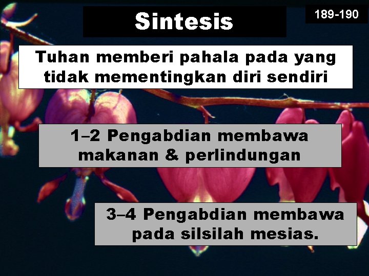 Sintesis 189 -190 Tuhan memberi pahala pada yang tidak mementingkan diri sendiri 1– 2