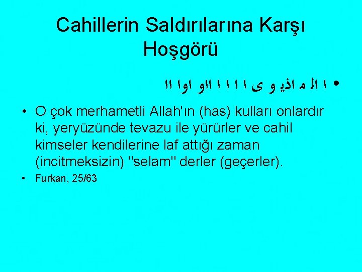 Cahillerin Saldırılarına Karşı Hoşgörü • ﺍ ﺍﻟ ﻣ ﺍﺫﻳ ﻭ ﻯ ﺍ ﺍ ﺍﺍﻭ