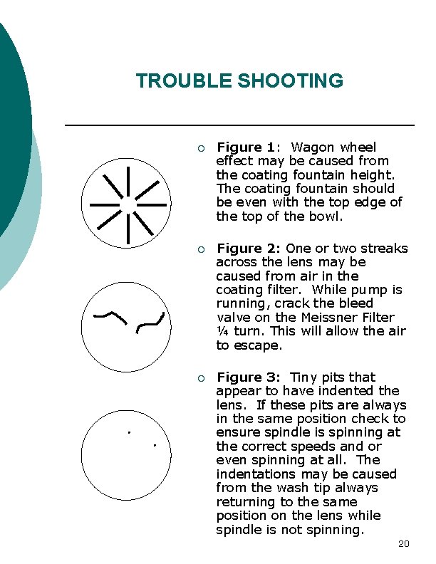 TROUBLE SHOOTING ¡ Figure 1: Wagon wheel effect may be caused from the coating