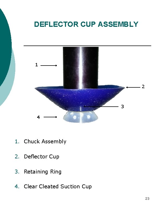DEFLECTOR CUP ASSEMBLY 1 2 3 4 1. Chuck Assembly 2. Deflector Cup 3.
