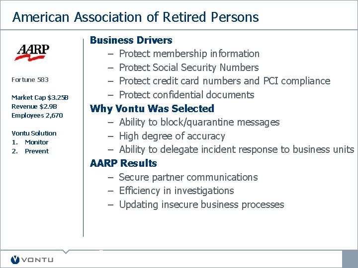 American Association of Retired Persons Fortune 583 Market Cap $3. 25 B Revenue $2. American Association of Retired Persons Fortune 583 Market Cap $3. 25 B Revenue $2.