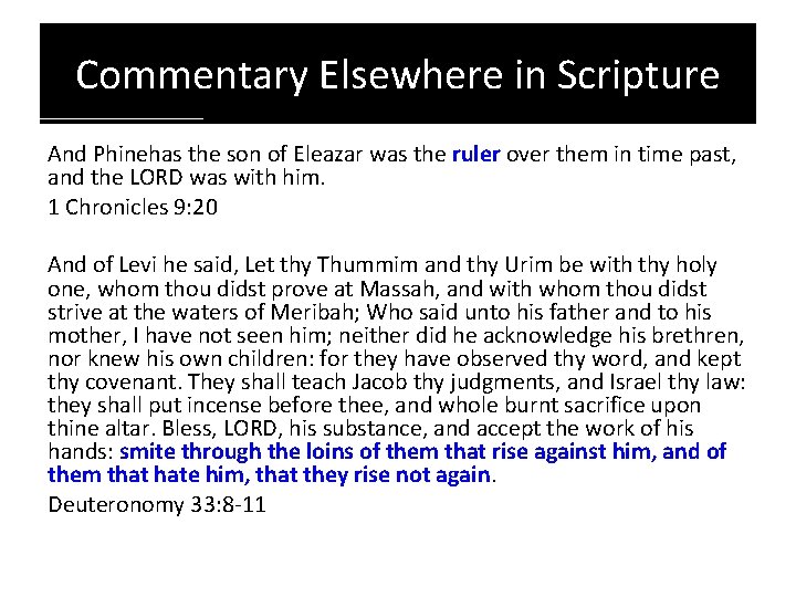 Commentary Elsewhere in Scripture And Phinehas the son of Eleazar was the ruler over