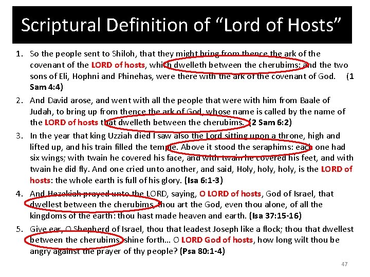 Scriptural Definition of “Lord of Hosts” 1. So the people sent to Shiloh, that