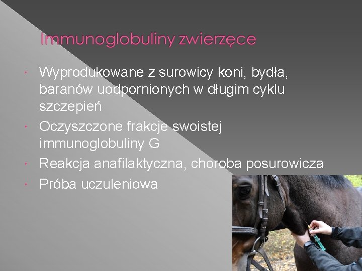 Wyprodukowane z surowicy koni, bydła, baranów uodpornionych w długim cyklu szczepień Oczyszczone frakcje swoistej