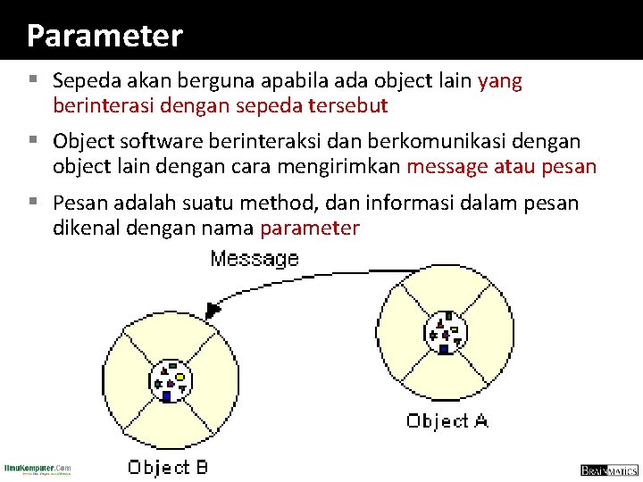 Parameter § Sepeda akan berguna apabila ada object lain yang berinterasi dengan sepeda tersebut