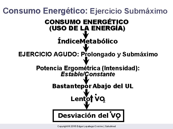 Consumo Energético: Ejercicio Submáximo CONSUMO ENERGÉTICO (USO DE LA ENERGÍA) Índice. Metabólico EJERCICIO AGUDO: