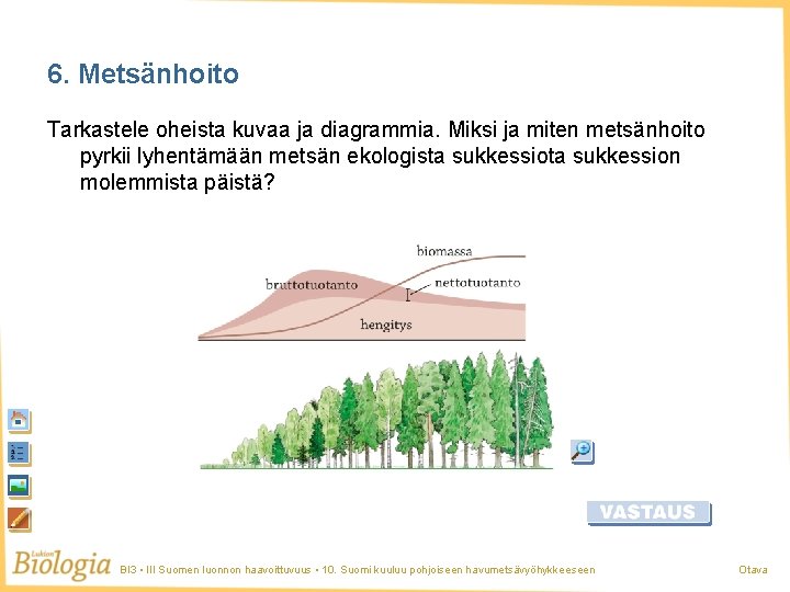 6. Metsänhoito Tarkastele oheista kuvaa ja diagrammia. Miksi ja miten metsänhoito pyrkii lyhentämään metsän