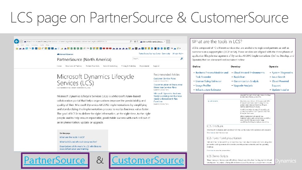 LCS page on Partner. Source & Customer. Source 